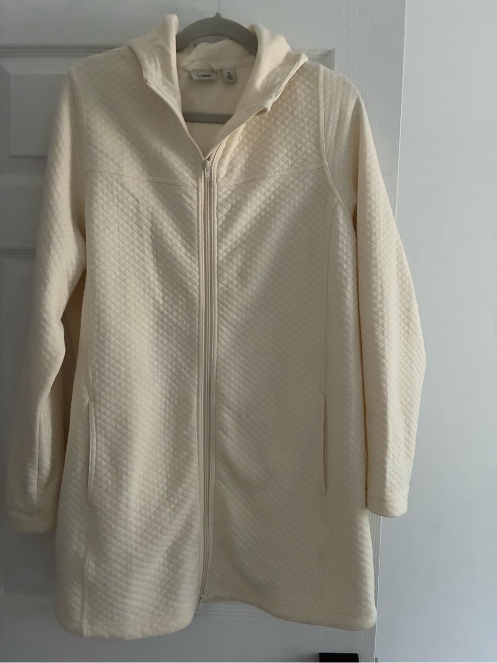 L.L. Bean Women's Cream Cotton/Polyester Quilted Zip-Front Tunic XL